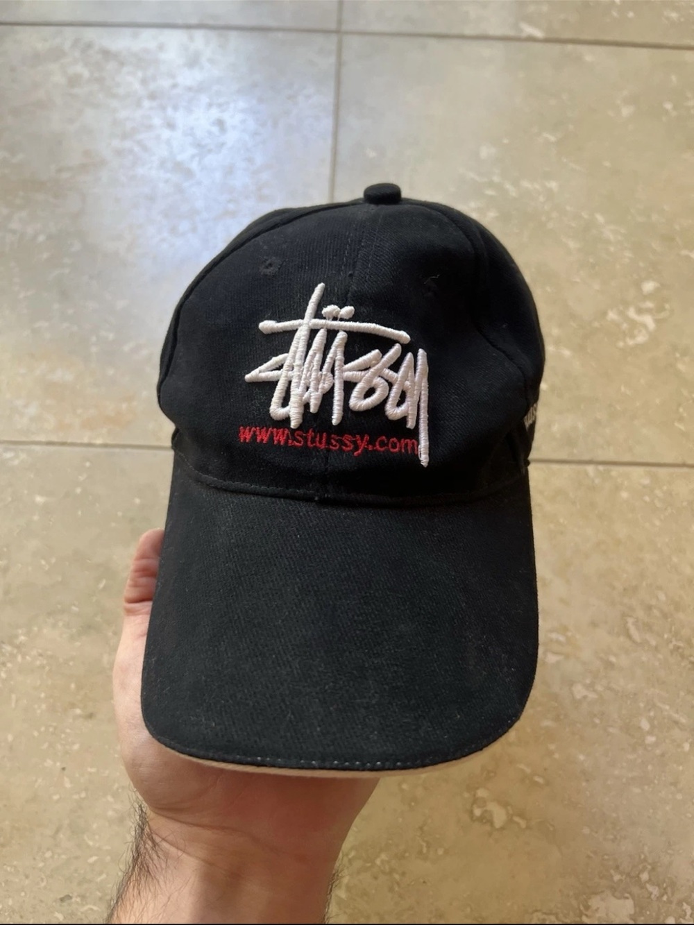 VTG Stussy Men's Black Y2K Adjustable Strap Back Hat OS